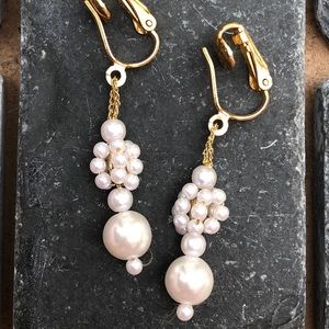 Pearl cluster gold clip-on earrings